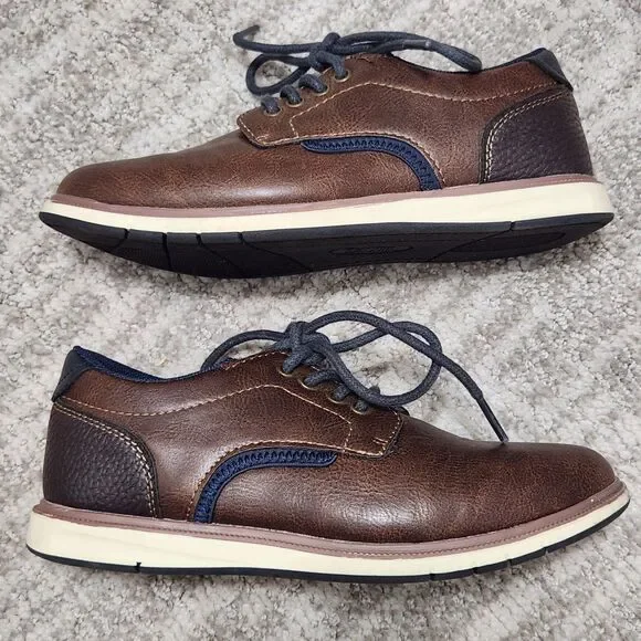 Mix No. 6 boy's youth Cole oxford dress shoes brown blue size 1 - Picture 5 of 10